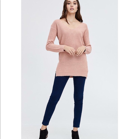 Mauve Caged Back Sweater Tunic - Picture 2 of 7